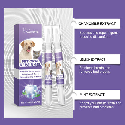 2PCS Pet Oral Care Gel Bad Breath Freshening Tartar Control Gentle Cleaning Vet Recommended for Dogs Cats All Breeds