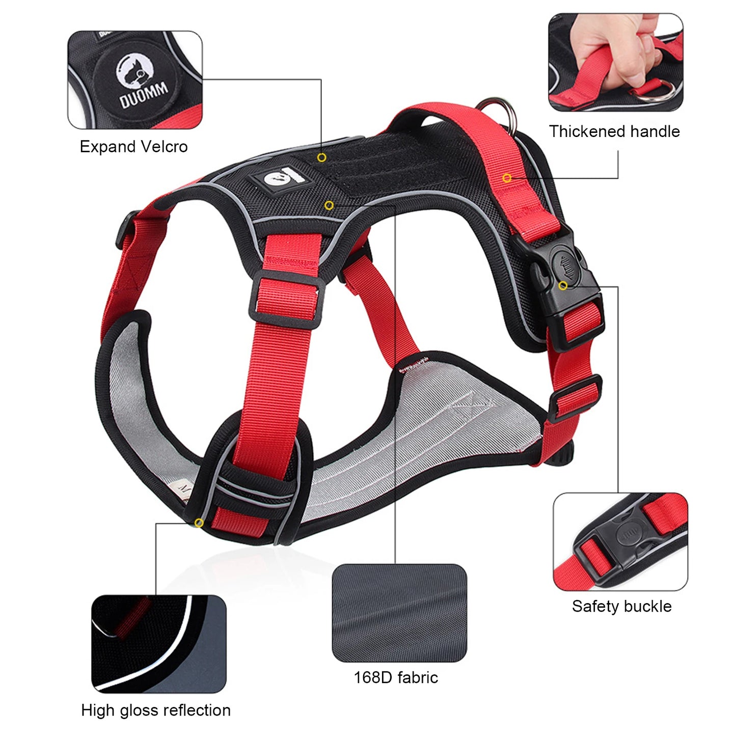 Reflective Tactical Dog Harness for Medium to Large Breeds - 1680D Waterproof Oxford Cloth Pet Accessory